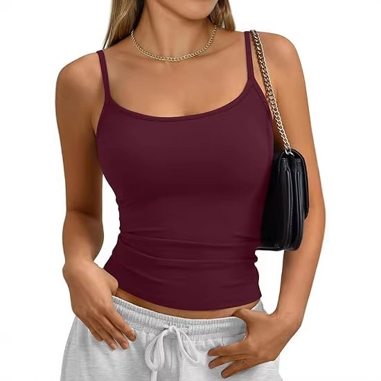 Women's 2026 European and American Basic Style Tank Top with Adjustable Thin Straps, Sleeveless Slim-Fit Vest