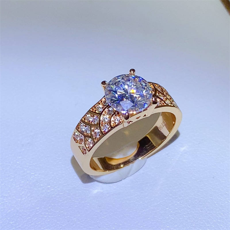New Rose Gold 1.5 karat Four Claw Moissanite D Color VVS Diamond Wide Edition Temperament for Engagement Diamond Ring for Women
