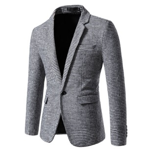 2024 cross-border autumn and winter new men's fashion leisure single western foreign trade men's best man slim plaid small suit men