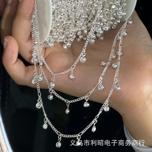 diy Chain 9:1 Hanging Pearl Edge and Diamond Braided Hair Chain Turban Handmade Chain Bracelet Necklace Clothing Accessories