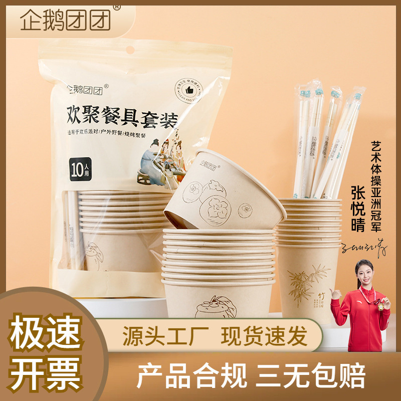 Disposable Tableware Set, Complete Set, Thickened and Hardened, Household Bowls, Chopsticks, Cups, Outdoor Picnic Camping Set for 10 People Disposable Tableware Set, Complete Set, Thickened and Hardened, Household Bowls, Chopsticks, Cups, Outdoor Picnic Camping Set for 10 People