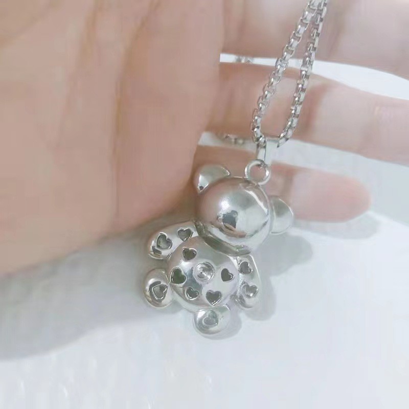 Pearl Bear Necklace - Versatile Hip Hop Pendant For Couples_voghion.com