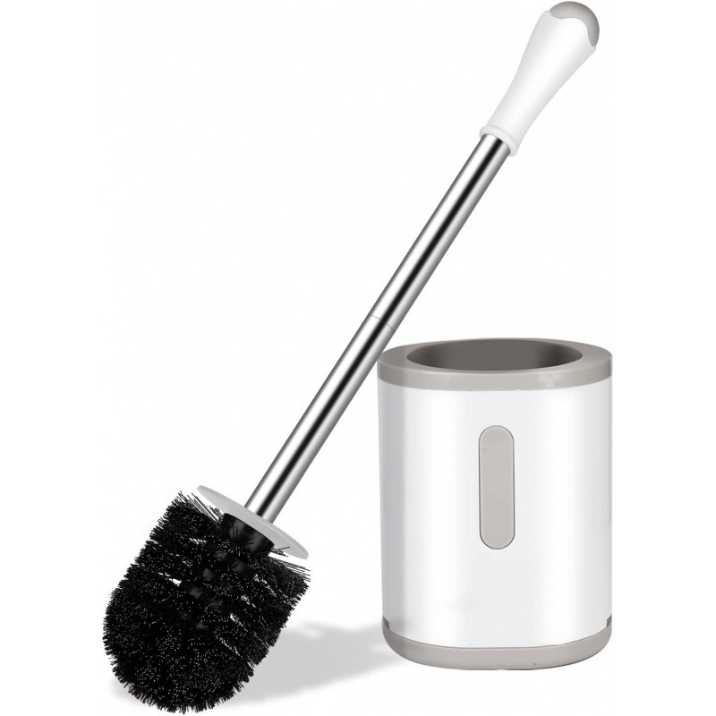 Compact toilet brush and bracket stainless steel handle