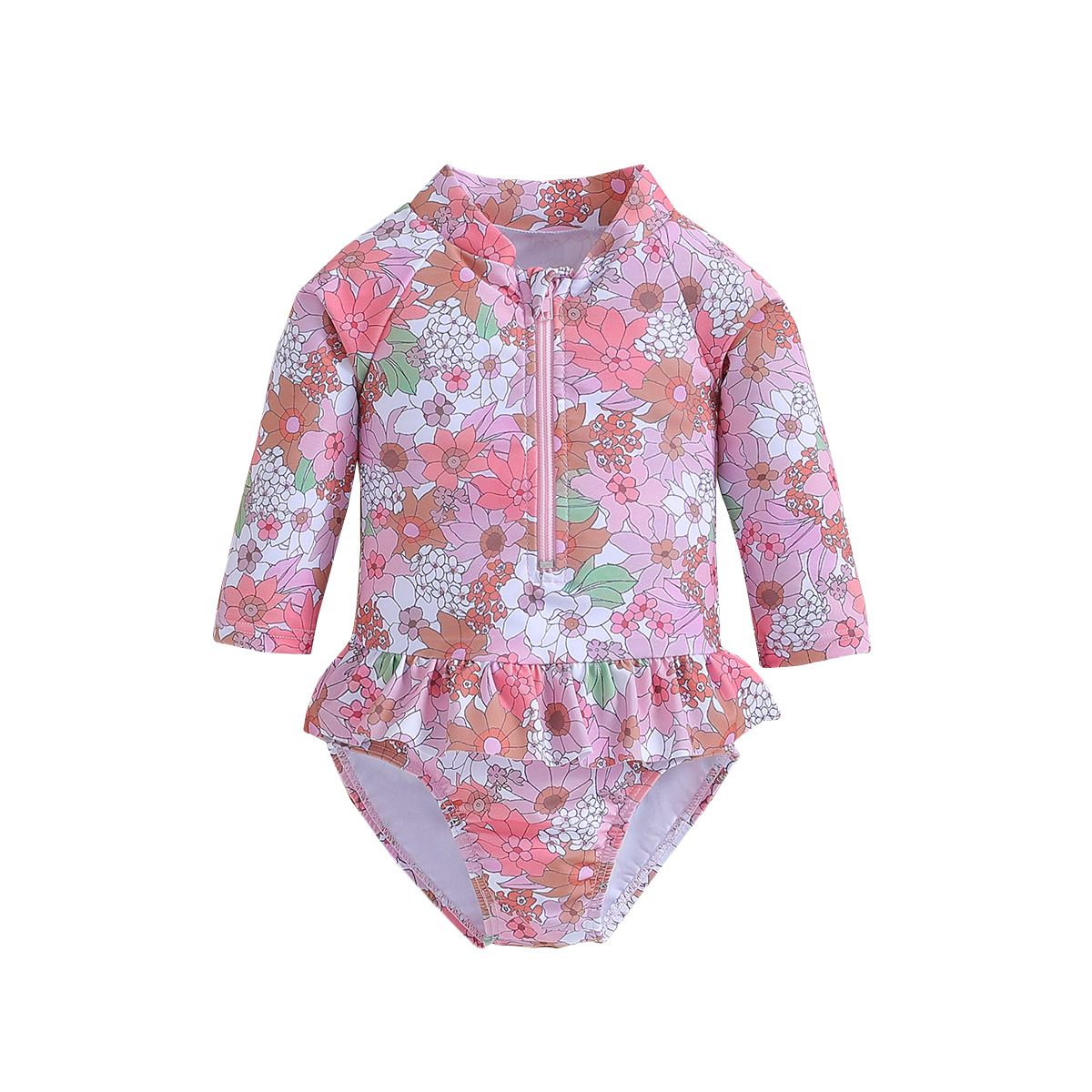 SAMGAMIBABY children's swimwear new girls long sleeved printed one piece swimsuit_voghion.com