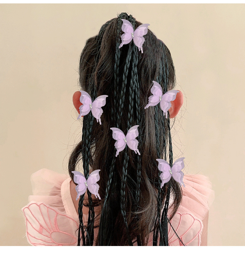 Kid's Sweet Heart Shape Bow Knot Plastic Gauze Braid Hair Clip display picture 5