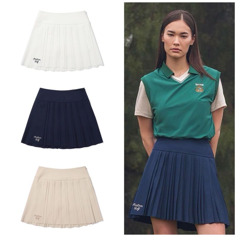 New Korean Golf Skirt 25 Spring and Summer Women's Golf Logo Pure Color Anti-Exposure Skirt