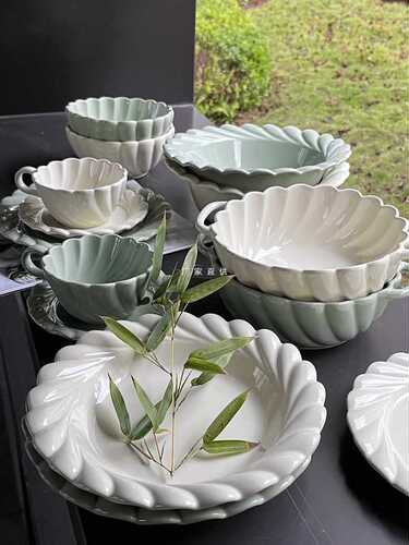Spring Series Dinnerware Set for Home Use, Ceramic Tableware, Underglaze Color Rice Bowl, Face Bowl, Large Soup Bowl, Dessert Bowl, Salad Bowl