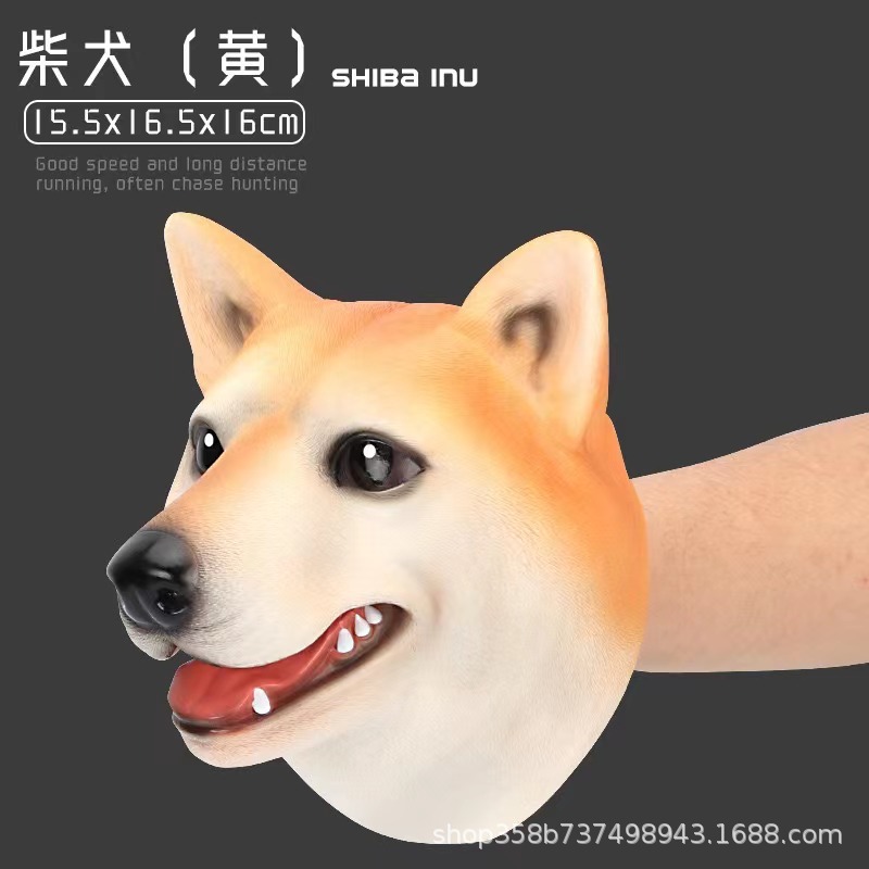 Dinosaurio marioneta guantes de goma suave Tyrannosaurus Triceratops niños simulación animal modelo puesto niño juguete transfronterizo