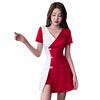 Fake two-piece hip wrapped skirt， deep V-neck， low cut， backless dress， nightclub women's clothing