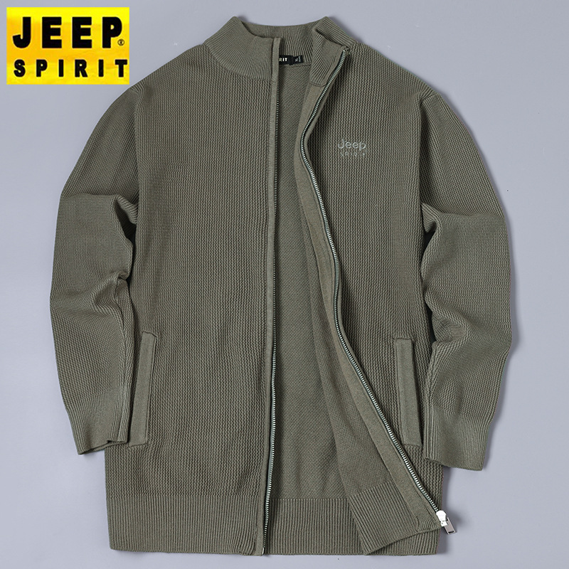 Autumn and Winter Men's Casual Thickeneded Zipper Knitwear Warm Round Neck Pure Color Top Long-Sleeved Versatile Knitwear Jacket 8809