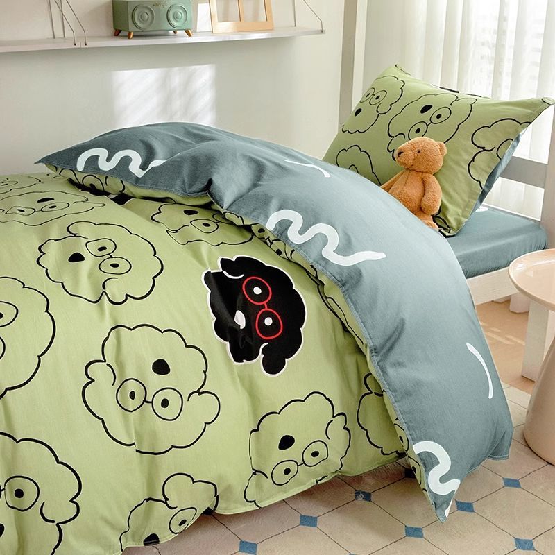 100 cama de dormitorio de estudiantes de algodón juego de ropa de cama de tres piezas funda de edredón 90x190 cama individual