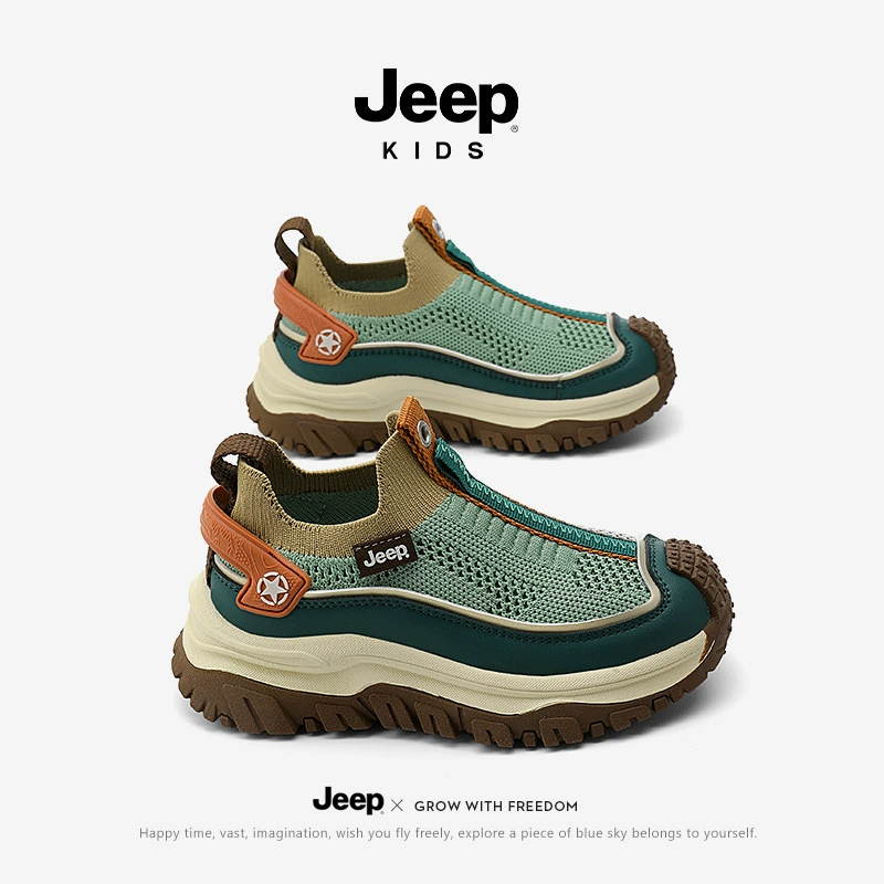 Детские кроссовки Jeep из сетки, мягкая подошва одной стопы, нескользящая повседневная обувь для детей, новые весна-осень 2024 для мальчиков