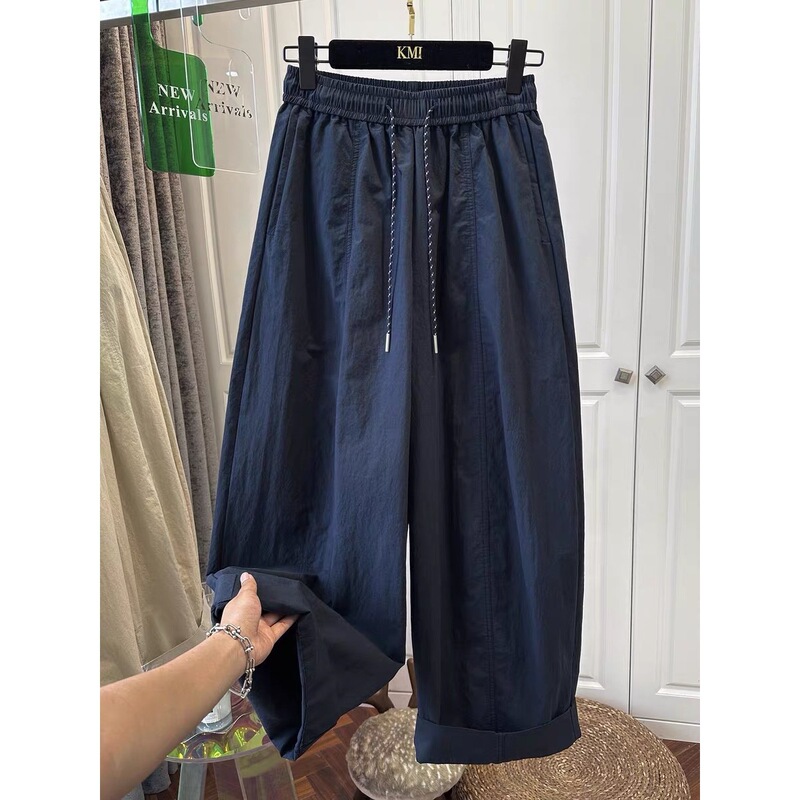 夏用の女性用の新しい大きいサイズのワイドレッグパンツ、薄い太ったmm、スリムな洋ナシ型の体型、小柄な人向けのハイウエストのゆったりとしたカジュアルパンツ|undefined