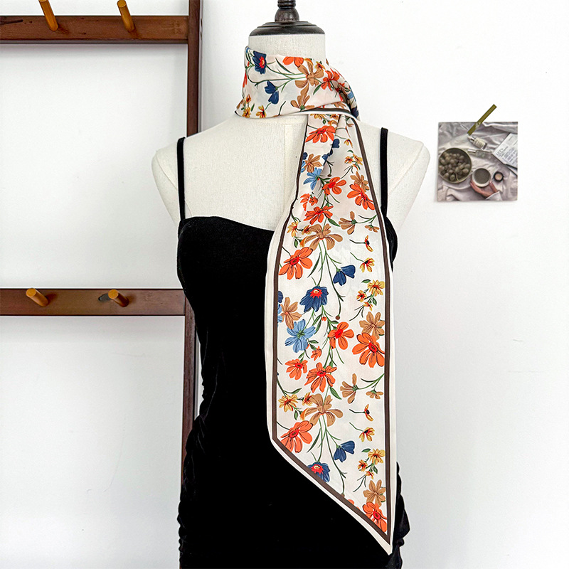 Bufanda de seda, atmósfera coreana, nuevo temperamento, cinta de esquina afilada de moda, cinturón de seda de imitación, bufanda con cuello