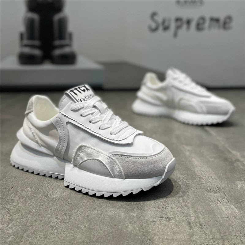 Мужская обувь в стиле ретро, ​​осень 2024, новый стиль, удобная кожаная и ледяная шелковая ткань на толстой подошве, дышащая европейская легкая роскошная повседневная обувь tt