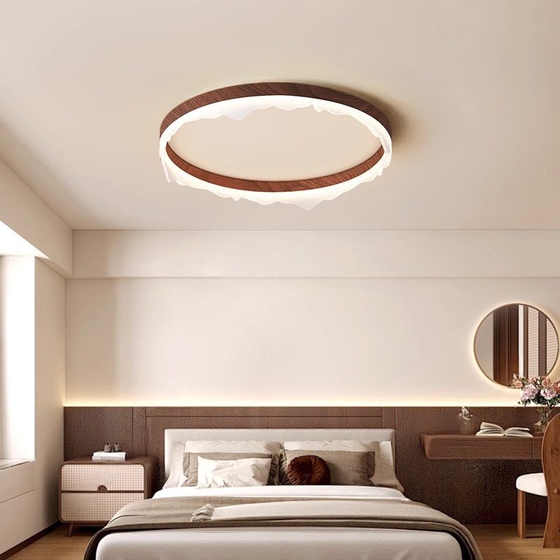 lámpara de dormitorio lámpara de techo moderna simple protector de ojos color nuez retro creativo iceberg estudio lámpara de habitación principal