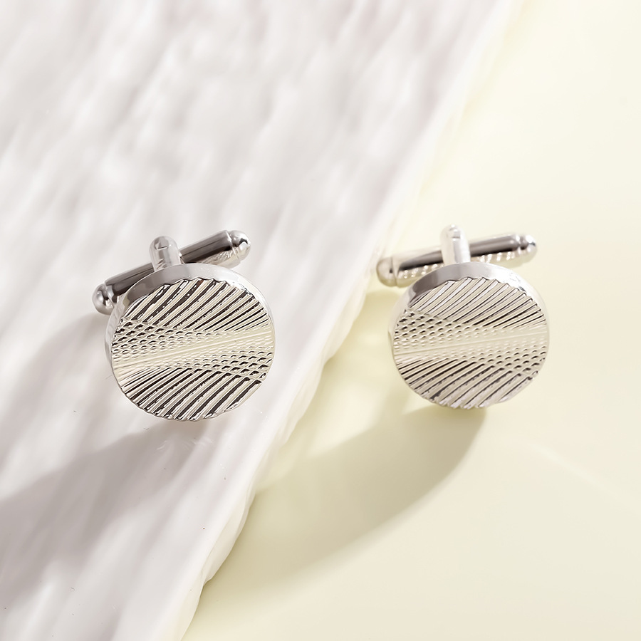 Exklusive neue runde gestreifte plaid manschettenknöpfe modische herren business manschettenknopf_voghion.com