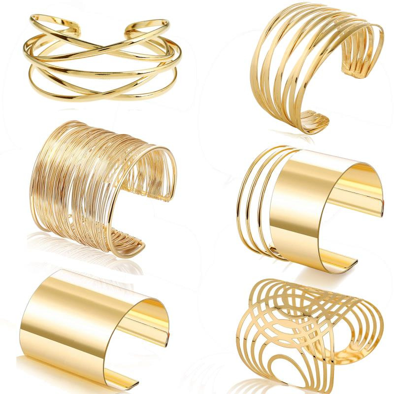 Venta directa de fábrica europea y americana Venta caliente nueva pulsera de metal abierto traje hueco brillante multi-capa patrón pulsera