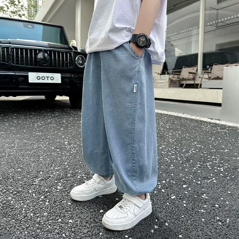 Boys' Tencel Jeans Anti-mosquito Thin Summer 2025 New Loose Children's Mid-Big Boy Summer Trousers