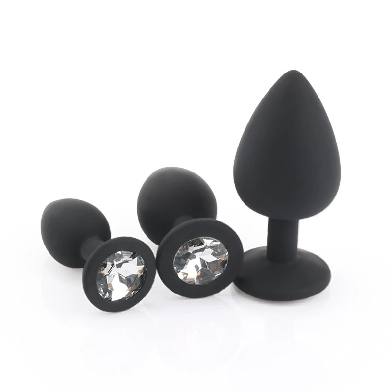 Anal plug silicone, small–large sizes, jeweled base, multiple packaging options