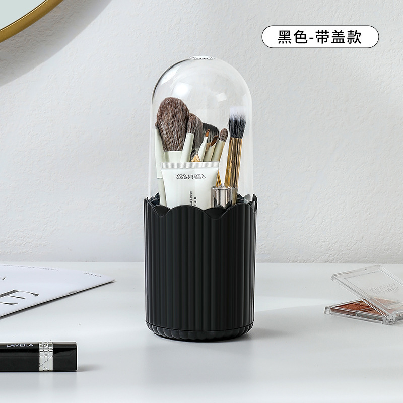 Caja de almacenamiento de cepillo de maquillaje de escritorio lápiz labial de gran capacidad caja de almacenamiento de cosméticos transparente giratoria estante de almacenamiento de artículos