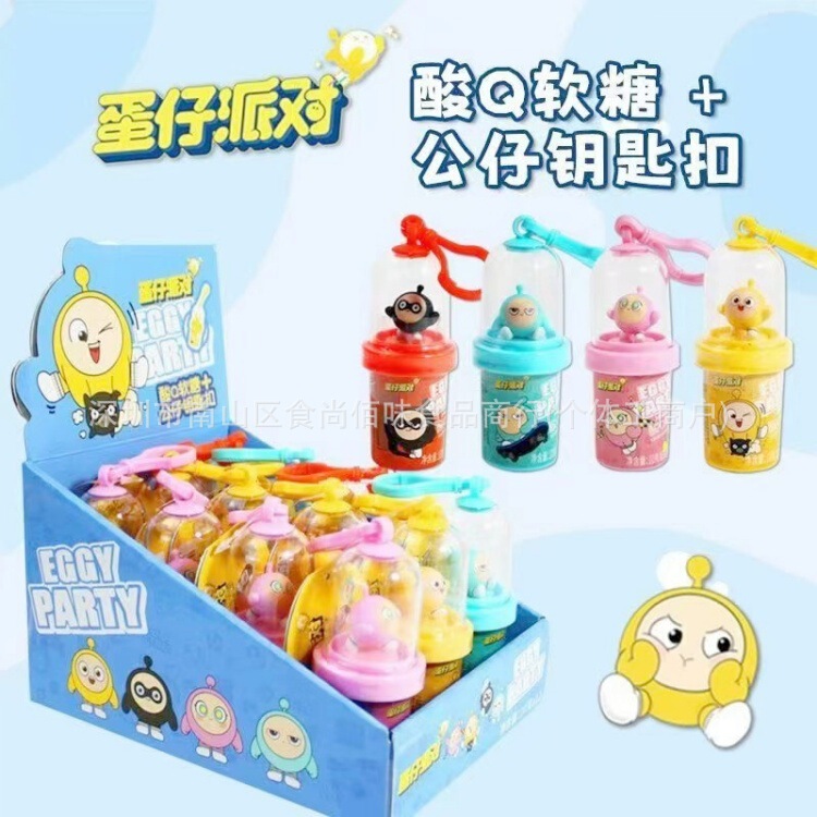 Wholesale egg party doll key chain candy box QQ candy gummy children's candy snacks 10g12 1 group