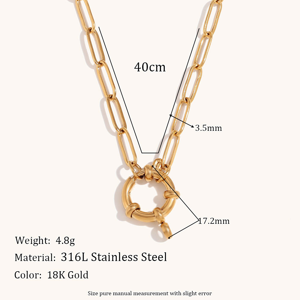 316L Stainless Steel  18K Gold Plated Simple Style Geometric Necklace display picture 3