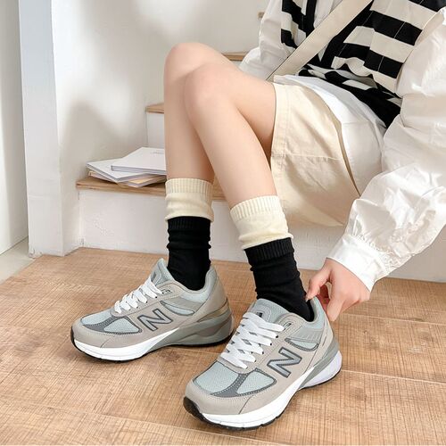 Double-layer socks women's mid-calf socks cotton socks patchwork color-matching faux double pairs mid-high socks autumn/winter double cuffs long socks spring/summer