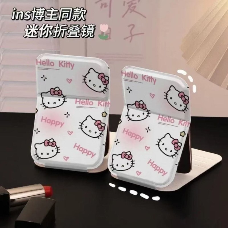 鯛焼きケイティ折り畳み鏡携帯旅行化粧鏡長方形軽豪華皮革転倒防止鏡|undefined