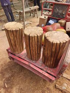 Log Stump Wooden Stump Weathered Old Elm Flower Stand Wooden Pier Household Tea Table Base Solid Wood Pier Low Stool Shoe Changing Stool