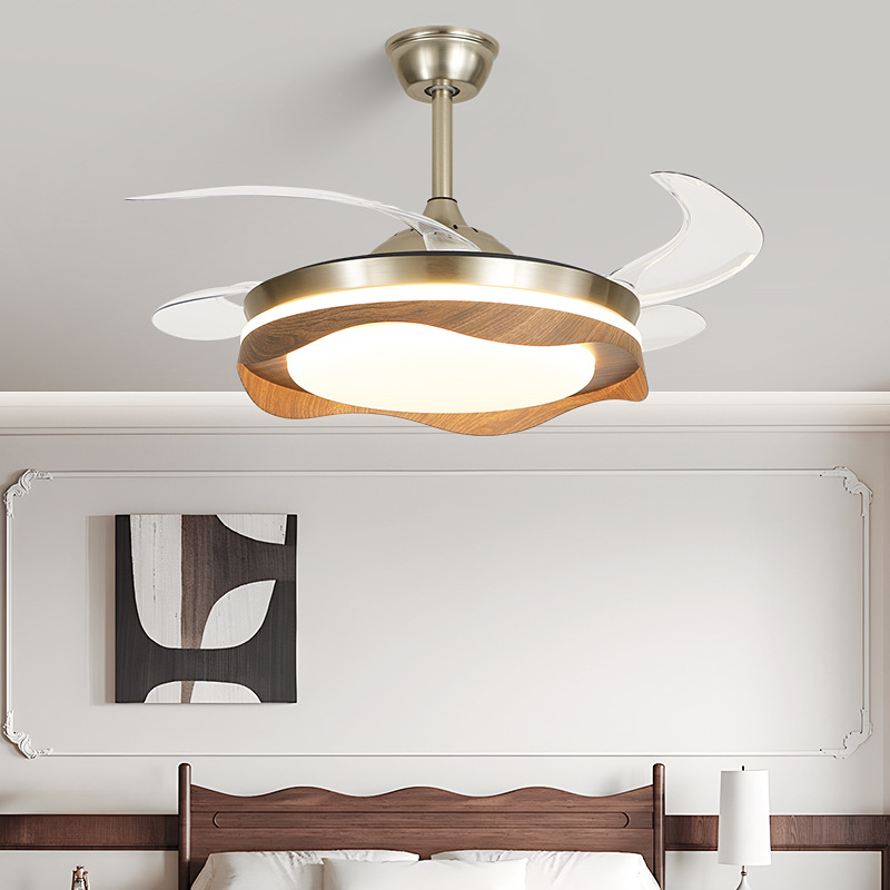 [Selección estricta] lámpara de ventilador de nuez nueva lámpara de ventilador invisible simple y silenciosa de alto nivel ventilador eléctrico lámpara de techo
