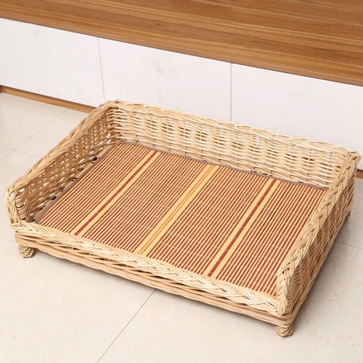 Perro tejido de ratán Perro mimbre mimbre Perro mediano y grande Nido para mascotas extraíble y lavable disponible en todas las estaciones Teddy Satsuma Cama para perros Golden Retriever Nido para gatos