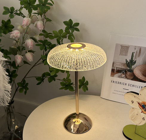 Luz de escritorio recargable de toque flor acrílico dormitorio cabecera luz de noche atmósfera USB tricolor atenuación recargable