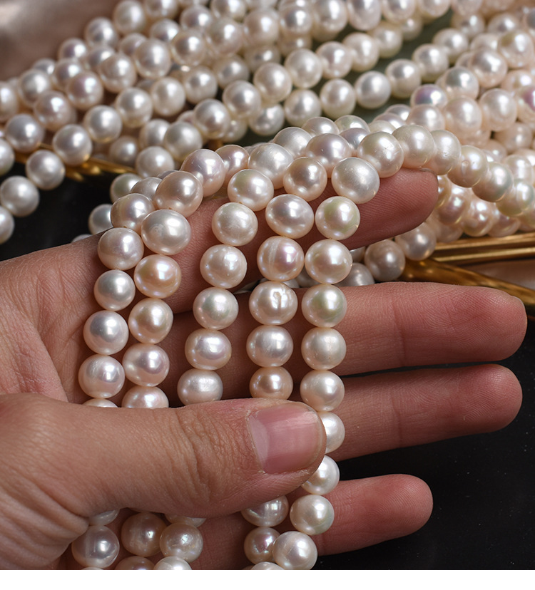 8mm Punch Natural Freshwater Pearl Wholesale Semi-finished Necklace Scattered Beads With Growth Pattern Walking Factory Direct Sales display picture 1
