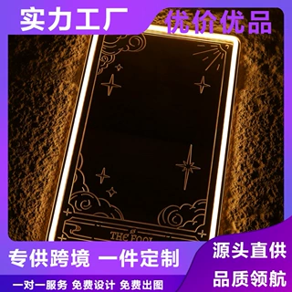 Kavaas Tarot 镜子霓虹灯 - 暖白色神秘霓虹灯用于神秘房间墙壁装