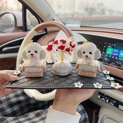Items for Women, Car ornaments - two-diamond-studded-crown-teddy-dogs-red-rose-diamond-ornament-daisy-big-diamond-cushion