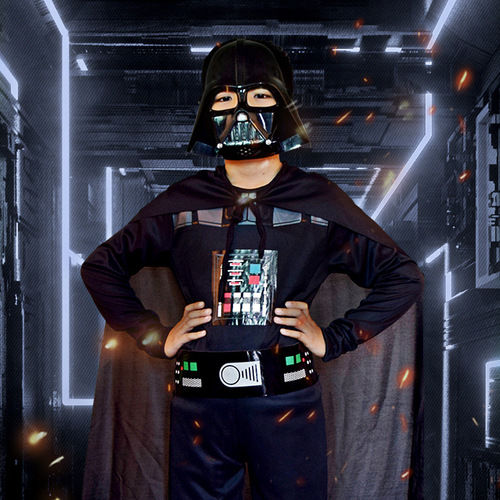 Halloween children's cosplay Star Wars costume Black Warrior jumpsuit white soldier muscle clothes