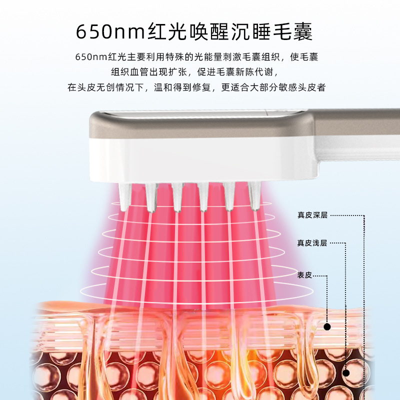 新型電動頭皮塗布器 頭皮塗布マッサージコーム 発毛コーム 赤色光EMSマッサージ液導入コーム|undefined