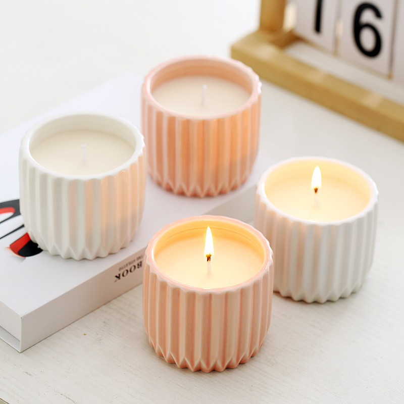 Nordic Modern Simple Ceramic Candle Cup Creative Aromatherapy Candle Holder Soybean Wax Container Empty Cup Decorative Home Decoration