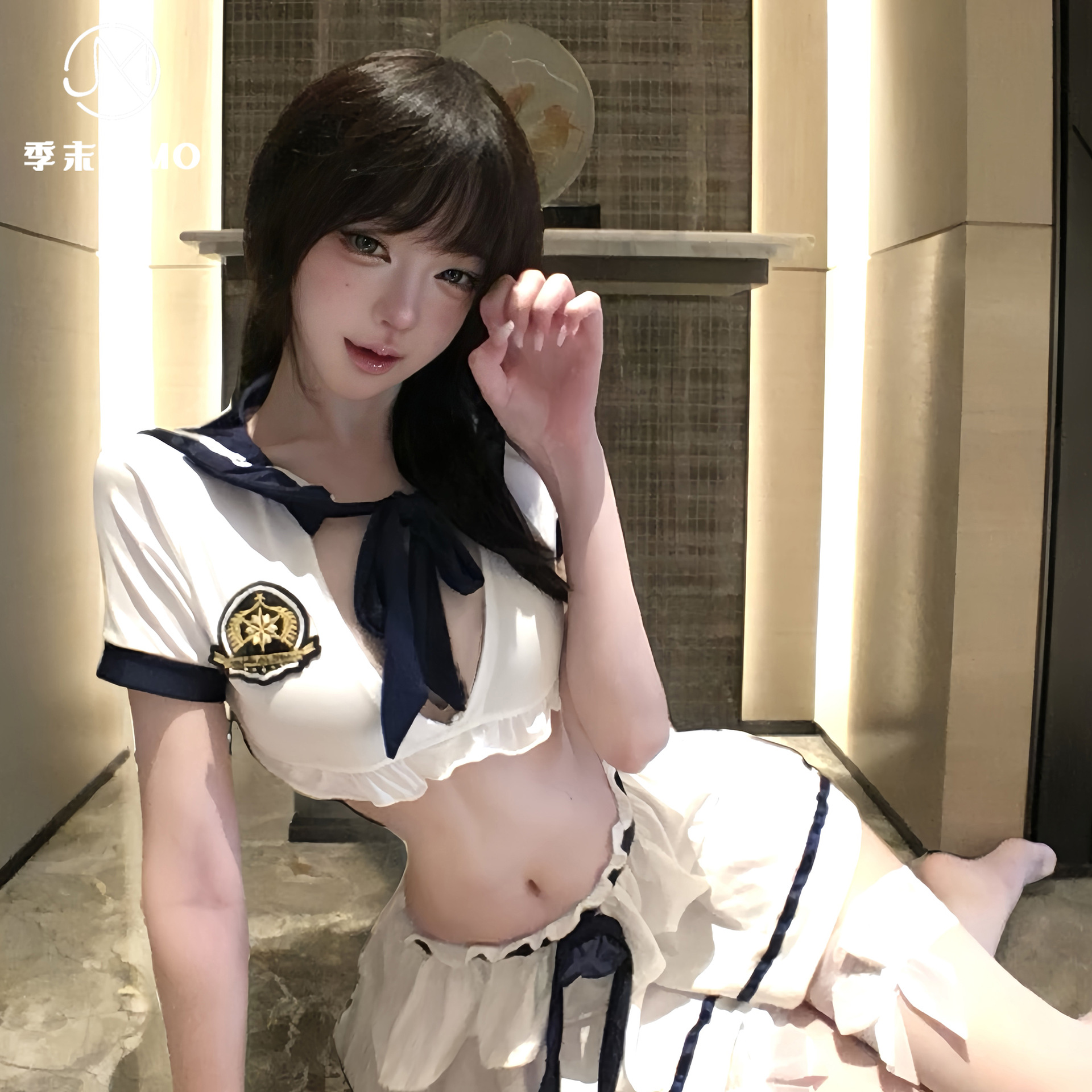End of Season Cute Abstinence Jk Temptation Sailor Suit Sexy Qqny Pure Desire Contrasting Color Preppy Style No Need to Take Off Uniform 9255