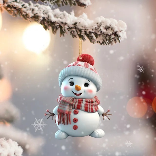 国境を越えた新製品かわいいアニメクリスマス雪だるま車が家のクリスマスツリーを飾ってクリスマス装飾を飾る|undefined