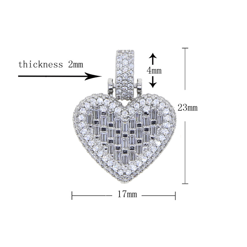 Women'S Gender Hip-hop Heart Shape Copper Inlay Zircon Pendant Necklace
