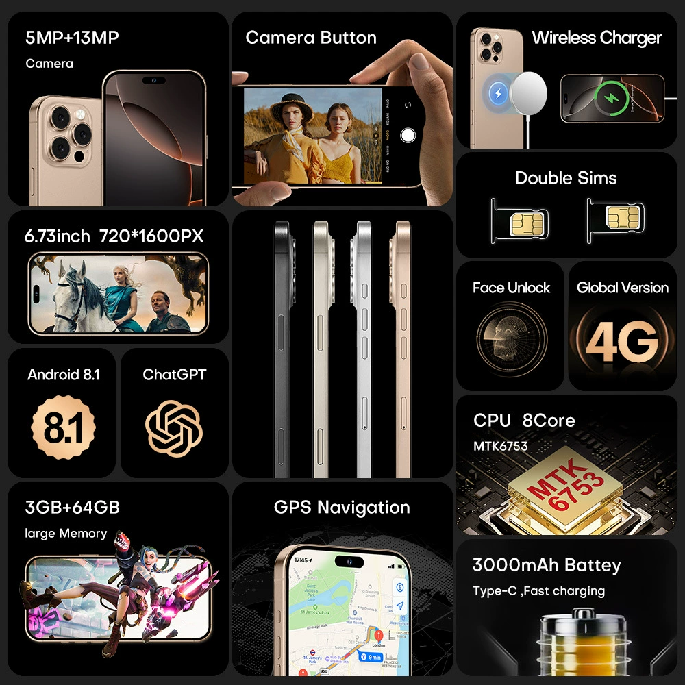 Смартфон i16ProMax, MTK6753 3+64 ГБ, 6.73″ Incell Smart Island, 4G, 3000 мАч