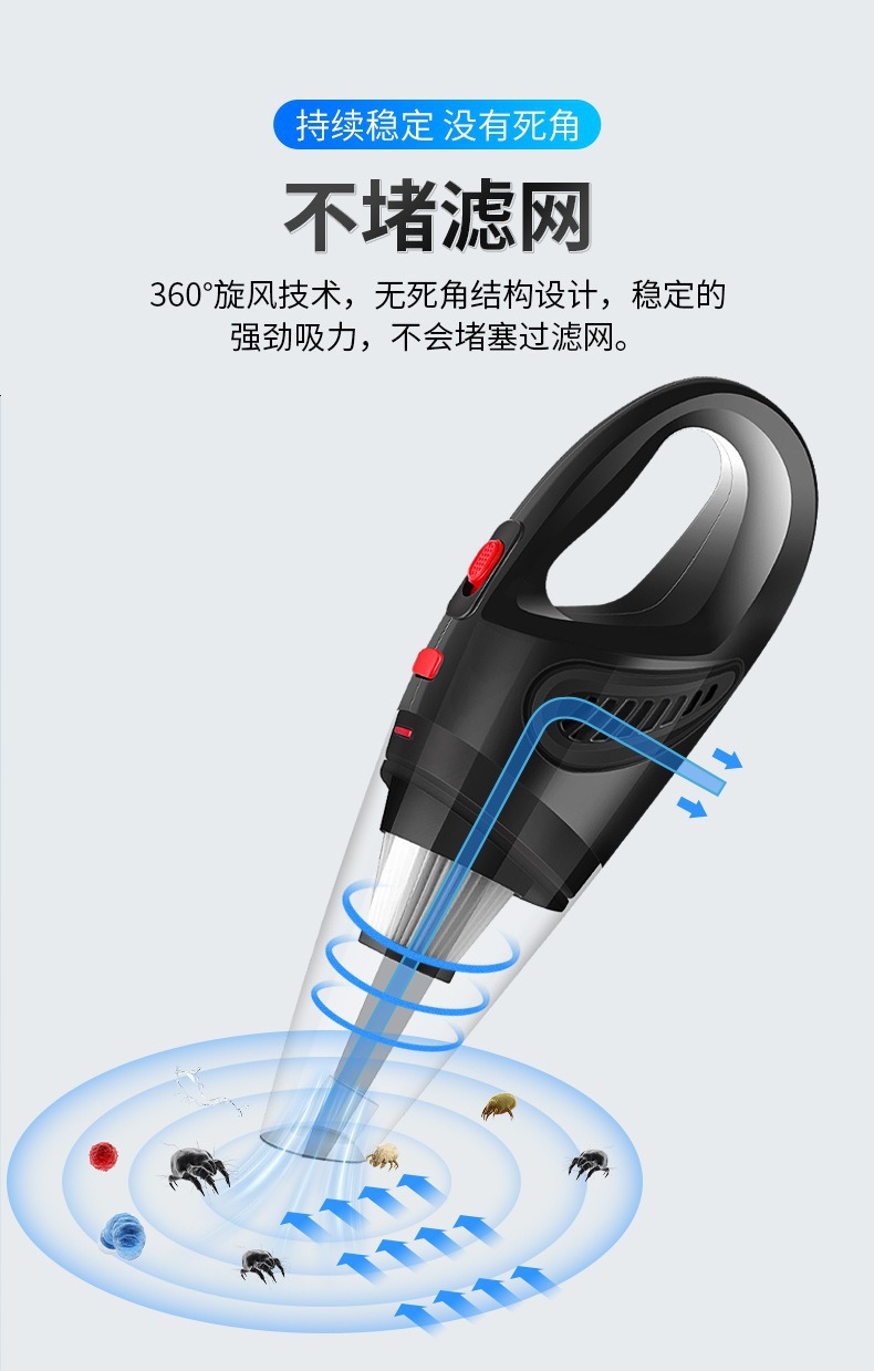 Car Vacuum Cleaner, Rechargeable Wireless Vacuum Cleaner, Dual-Purpose Dry and Wet Vacuum Cleaner for Car and Home, High-Power USB Vacuum Cleaner