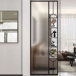 The living room is facing the door art Changhong glass screen partition shielding simple light luxury stainless steel decoration entrance