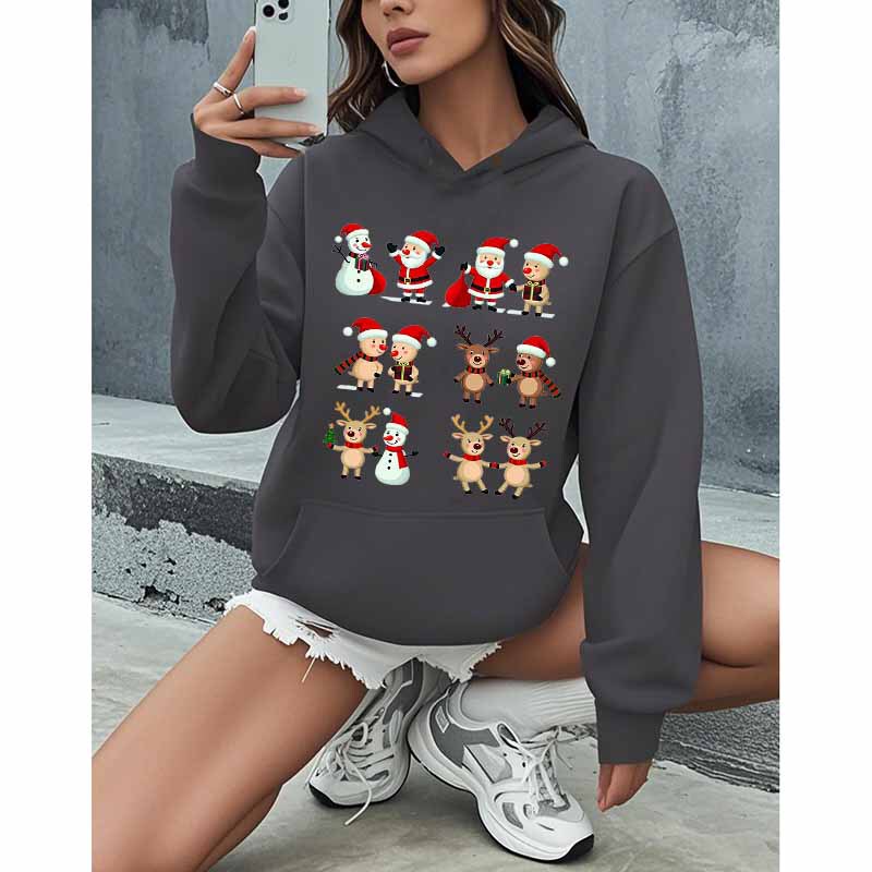 クロスボーダークリスマス漫画パターンフード付きスウェットシャツ外国貿易アマゾンウィッシュ卸売|undefined