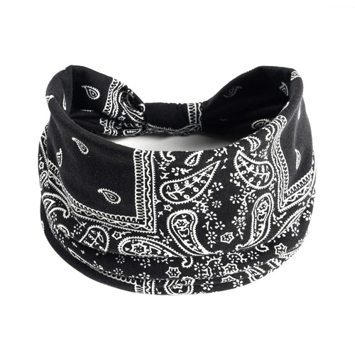 European and American style solid color retro almond cross headband for women, wide edge elastic sports yoga running headscarf for postpartum care