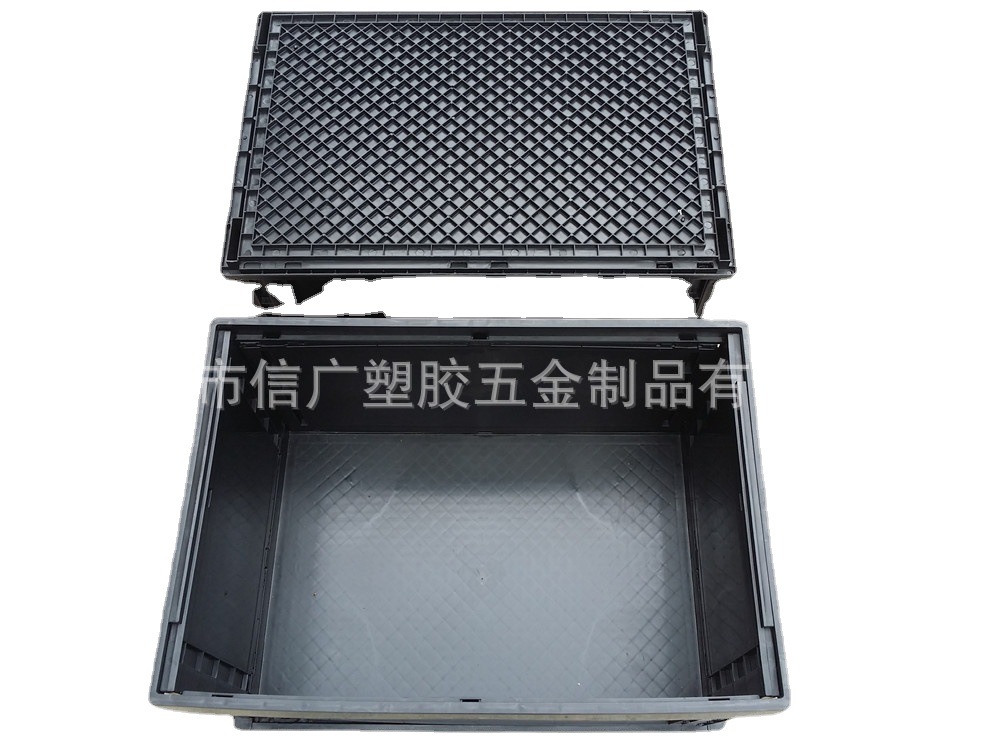 防静电塑料折叠箱 黑色电子元件收纳周转箱 精密仪器配盖防尘胶筐