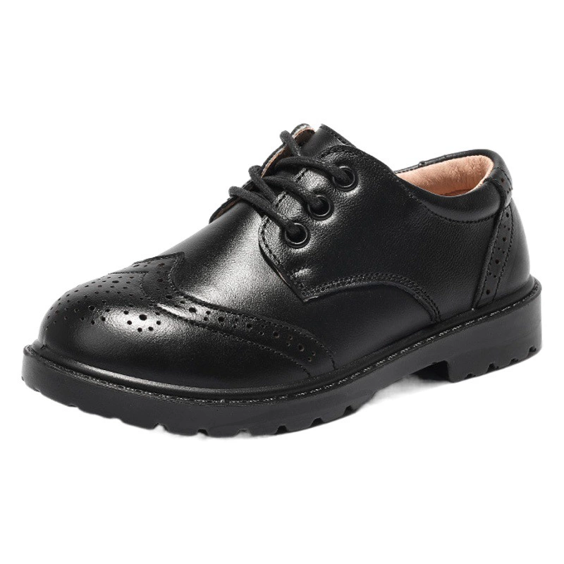 Детская кожаная обувь для колледжа, мягкая подошва, новая весенне-Осенняя детская обувь для средних и больших детей, черная британская летняя Студенческая Мужская обувь для маленьких мальчиков