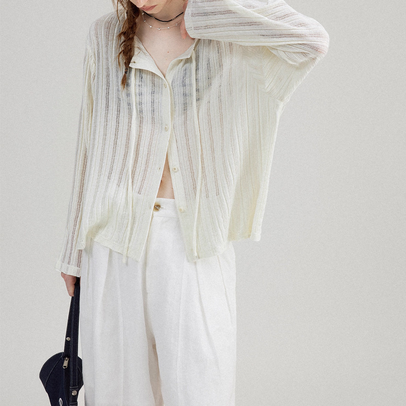 Cardigans That Can Be Worn in Summer' Hollow Pit Pattern Knitted Retro Handmade Loose Thin Jacket for Women